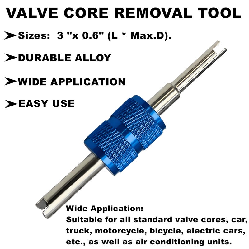 Aracey 6Pcs A/C Valve Core Removal Tool Set, R134a R22 R12 HVAC Double Heads A/C Systems Schrader Valve Stem Core Remover Tools,Air Conditioning Valve Core Remover Schrader Valve Tool - Image 3